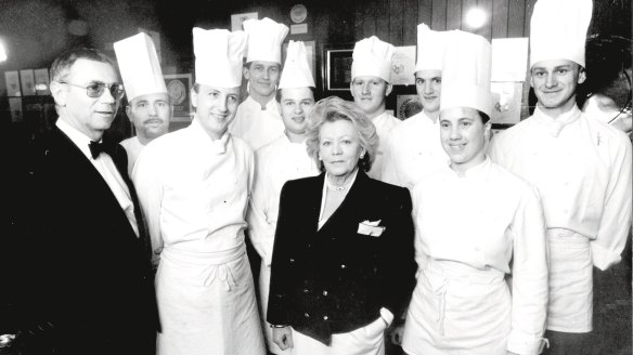 Gloria Staley with the team at Fanny's Restaurant in 1984.   