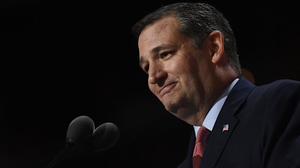 Senator Ted Cruz addresses the delegates during the third day of the Republican National Convention in Cleveland on Wednesday.