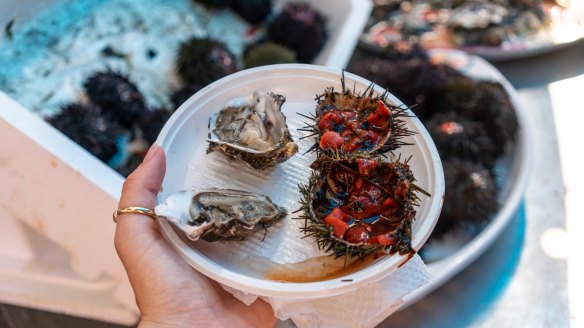 Oysters and sea urchin from Mercato di Ballaro.