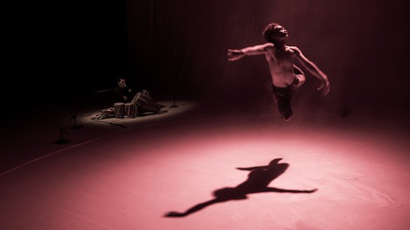 Choreographer and performer Rianto with vocalist and percussionist Cahwati in the world premiere of Medium.