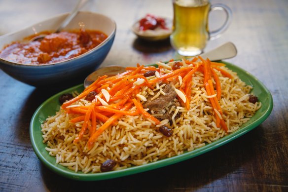 Lamb kabuli pallow at Bamiyan restaurant in Braddon. 