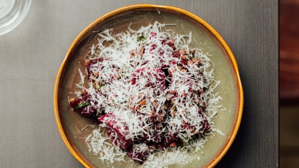 Beetroot, lentils herbs and pecorino.