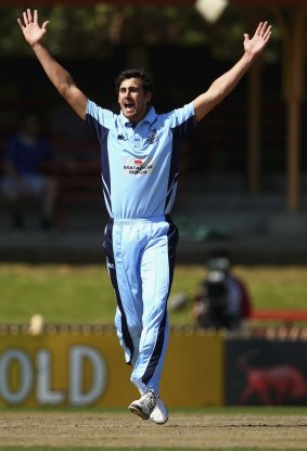 Mitchell Starc on his way to the enviable figures of 3-39.