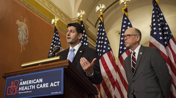 House Speaker Paul Ryan, left. Ryan's new bill to replace Obamacare is being savaged by early bad reviews from a wide range of conservatives.