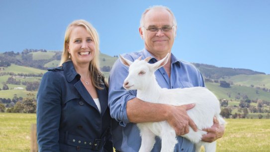 Bubs Australia and NuLac Foods Founders Kristy Carr with John Gommans on Australia's largest goat farm.