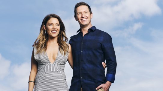 Former 2DAY FM breakfast team Sam Frost and  Rove McManus. 
