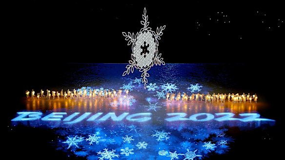 The Olympic Cauldron is seen inside of the Beijing National Stadium as performers dance during the Beijing 2022 Winter Olympics Closing Ceremony on Day 16 of the Beijing 2022 Winter Olympics at Beijing National Stadium in Beijing, China.