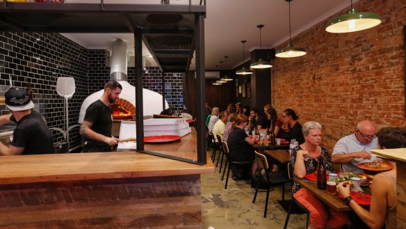 The interior of Red Sparrow Pizzeria in Collingwood.