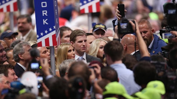 Ivanka and EricTrump, daughter and son (centre) of Republican Presidential nominee Donald Trump.