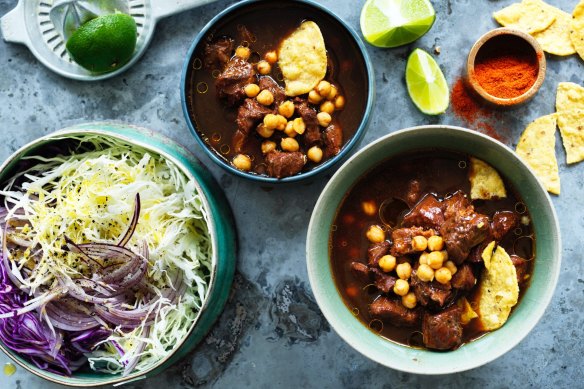 Mexican style pork and chickpea soup  