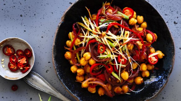 Kylie Kwong's stir-fried chickpeas with black bean and chilli.