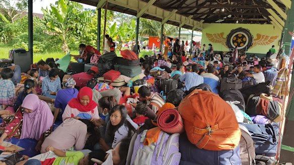 Former members of the Gafatar sect at a temporary evacuation camp in Pontianak, West Kalimantan, on Monday.