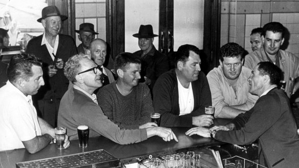 Blokes at an unknown Australian pub circa 1962.