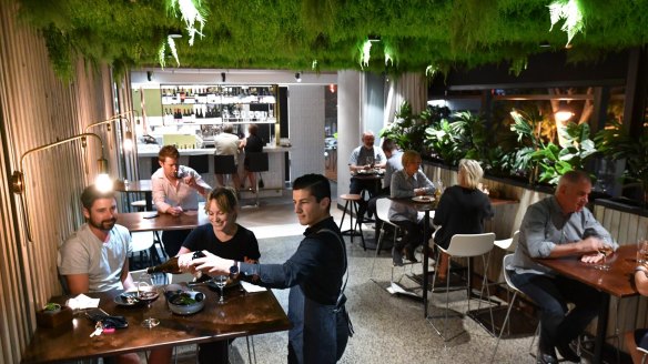 St Giles Wine Bar and Pantry features hanging greenery.