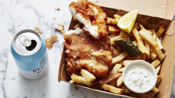 Battered Murray cod and chips from Charcoal Fish.