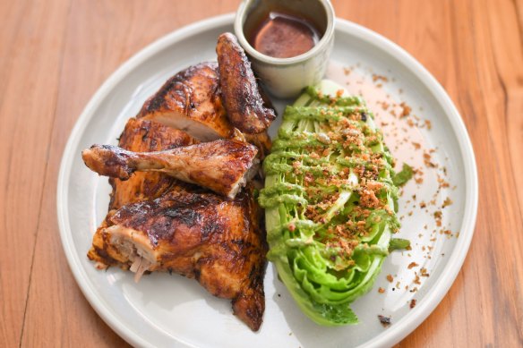 Portuguese chicken with green goddess salad.