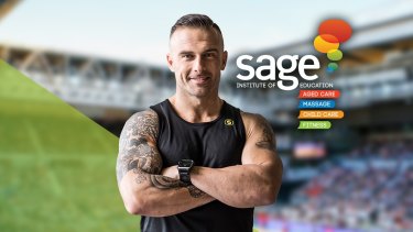 Advertisement for Sage Institute of Fitness which featured Commando Steve.