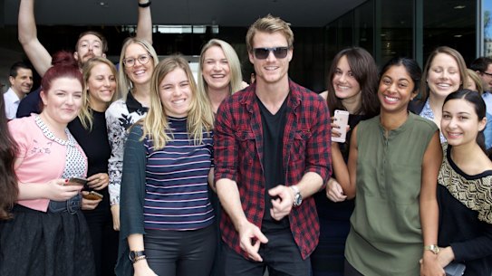 The Bachelor Richie Strahan visits the Fairfax Media office in Pyrmont on Wednesday, August 11, 2016. 