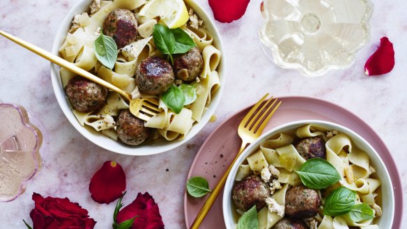 A Greek spin on spaghetti and meatballs.