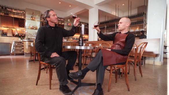 Donlevy Fitzpatrick (left) and Maurice Terzini in the Melbourne Wine Room.