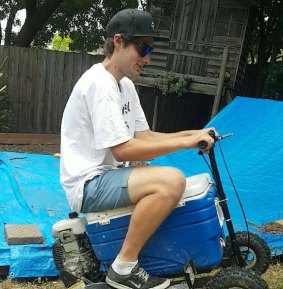 Josh Griffiths and his motorised Esky.