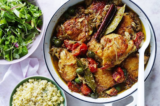 Mediterranean-inspired pot-roasted chicken.