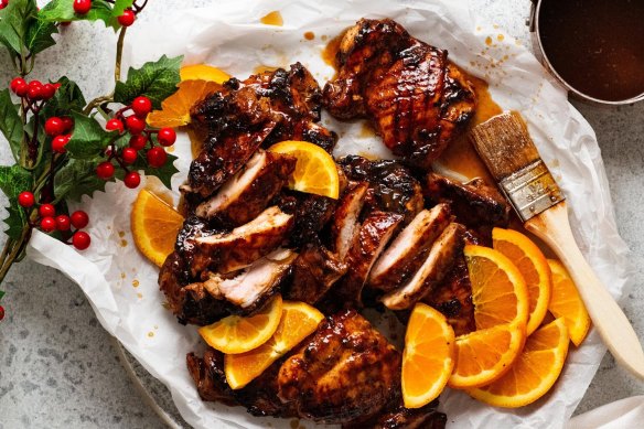 Barbecued glazed chicken for Christmas.