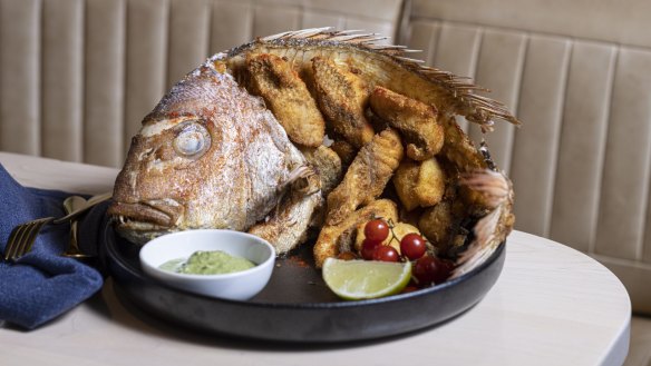 Go-to dish: Amritsari fish (spice-rubbed and fried snapper).