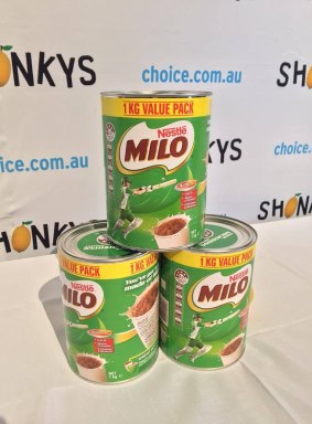 Nestle's Milo received a Shonky for being 46% sugar and advertising health stars applicable to skim milk only.