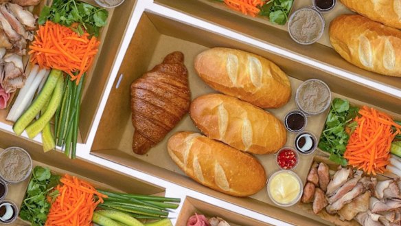 Lit Canteen's OG Banh Mi Box with Vietmase ham, pork, pickles and a bonus croissant. 