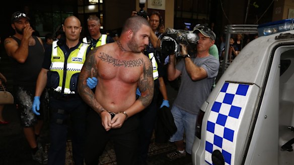 One of the men suspected of being involved in a brawl at Melbourne Magistrates Court. 