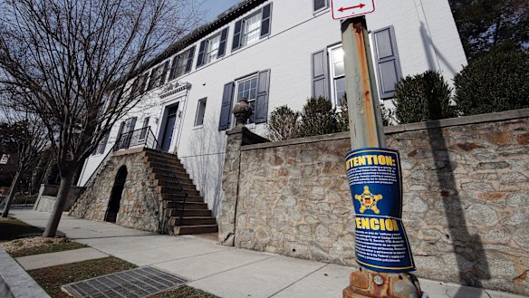 Signs banning parking out the front of Ivanka Trump's Washington home.