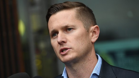 AWU national secretary Daniel Walton speaks to the media following the raids on Tuesday.