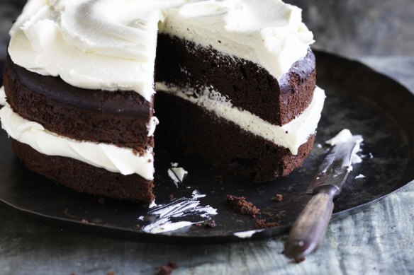 This double chocolate cake is made using olive oil.