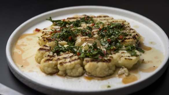 Cauliflower steak with chimichurri.