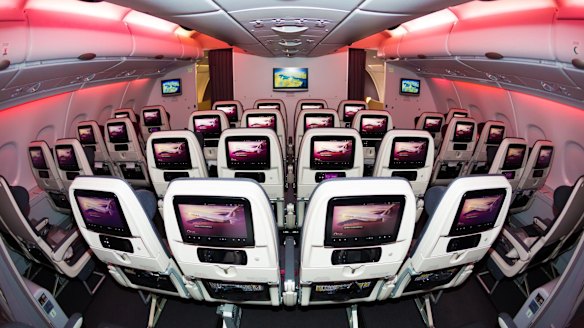 Inside a Qatar Airways A380.