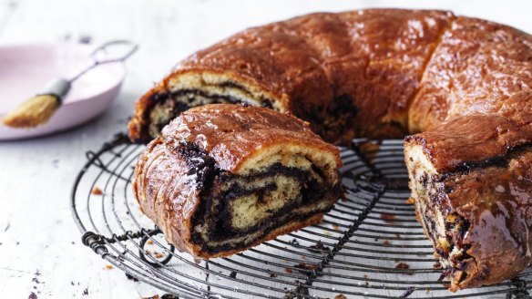 Babka baked in a bundt tin.