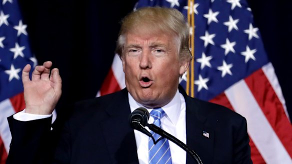 Republican presidential candidate Donald Trump speaks during a campaign rally in Phoenix.