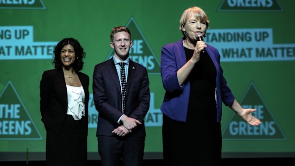 Greens Senator Janet Rice, right, was re-elected, meaning the Greens will retain at least nine senators.