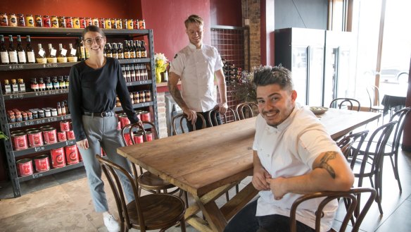 Al Dente Enoteca's team, including Michelle Badek (left), enjoy seeing what guests bring. 