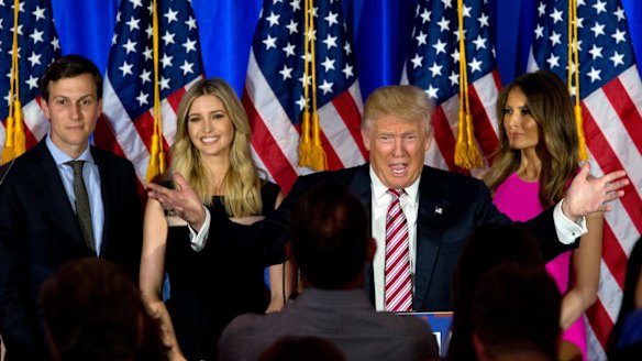 Donald Trump is accompanied by his wife and/or daughter because their presence add to his image as an alpha-male patriarch. 