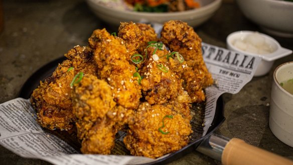 A Korean favourite fries out the door: Flying Chook's soy garlic fried chicken.