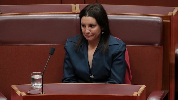 Jacqui Lambie after she informed the Senate she was resigning because of her dual citizenship.