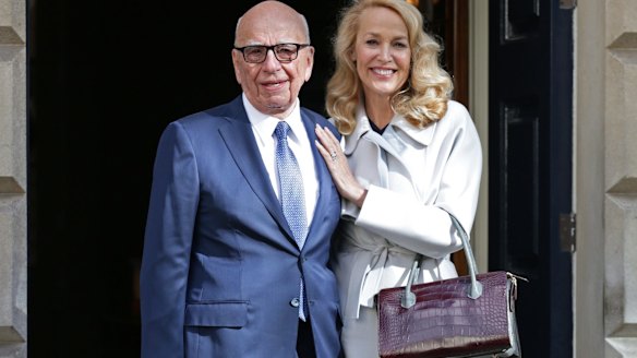 Rupert Murdoch and Jerry Hall leave Spencer House, London, after getting married.