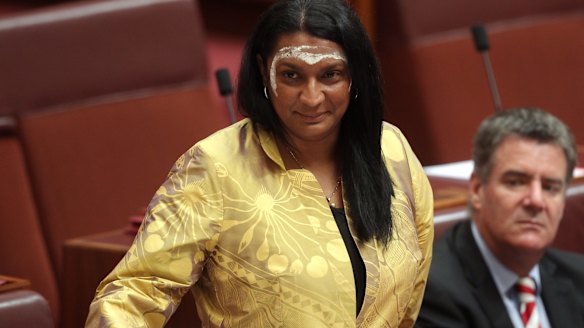 Peris delivers her maiden speech in the Senate in November 2013.