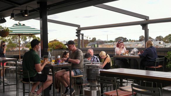 The rooftop bar at the Cornish Arms Hotel in Brunswick. 