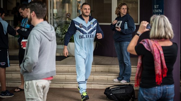 Pyjama party: Robbie Farah in his onesie at Coffs Harbour.