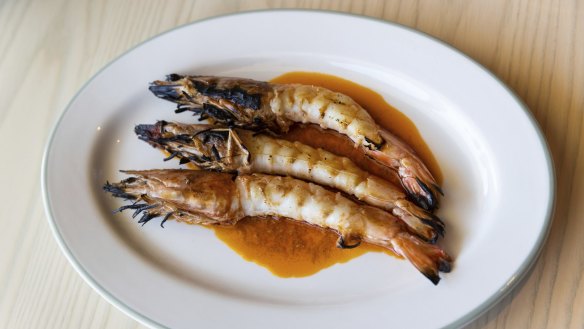 Grilled king prawns with 'nduja.