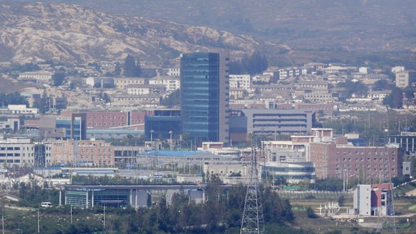 The Kaesong industrial complex, seen from the Dora Observation Post  in Paju, South Korea, near the border village of Panmunjom, which has separated the two Koreas since the Korean War.