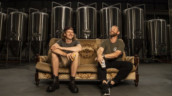 White Bay Beer co-founders Dennis de Boer and Tim Fishwick in their Rozelle brewery.
